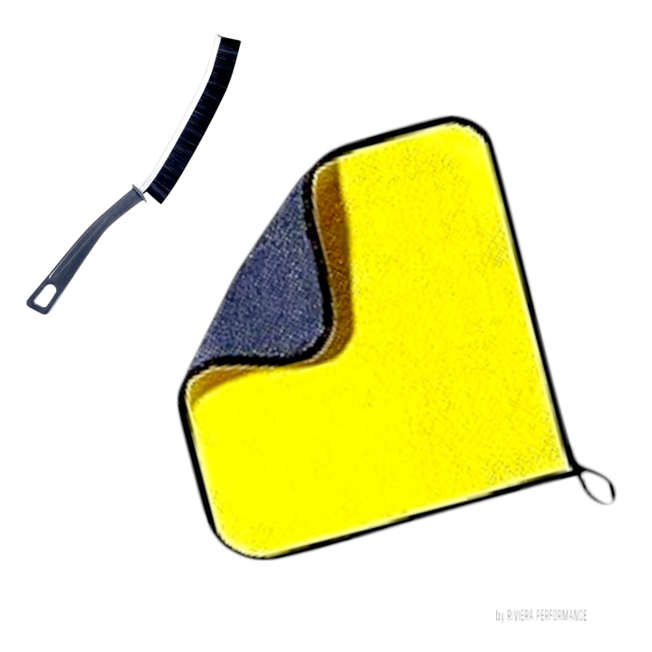 Микрофибърна кърпа, 2 страни, неабразивна, 40х30 см с тясна четка, дължина 23 см за фуги на плочки и труднодостъпни места