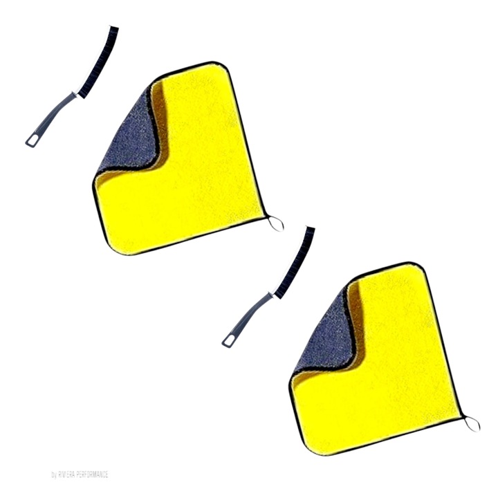 Комплект от 2 микрофибърни кърпи, 2 страни, неабразивни, 40х30 см с 2 тесни четки, дължина 23 см за фуги на плочки и труднодостъпни места