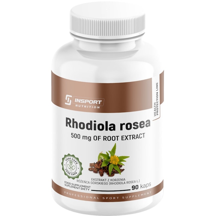 RHODIOLA ROSEA 500mg – Aranygyökér Kivonat – Memória, Koncentráció, Stressz – 90 Kapszula, INSPORT