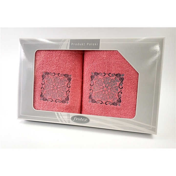 Комплект кърпи Greno, 2 броя, 50x90см, 70x140см, памук, 420гр/м2, корал