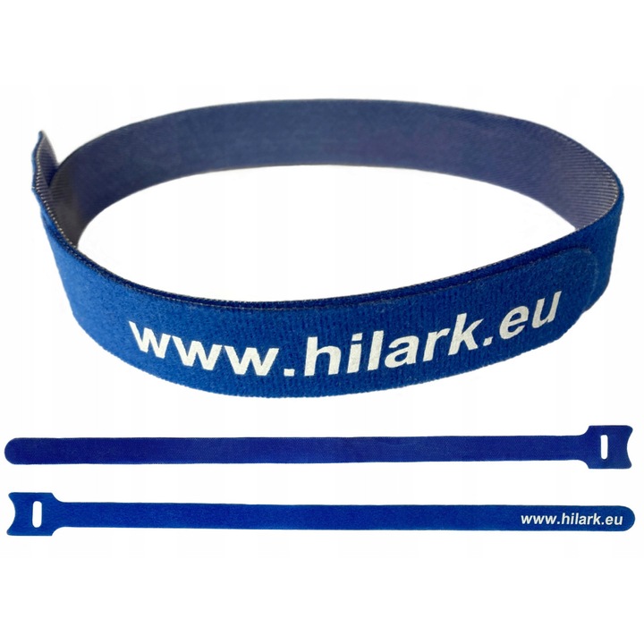 Banda velcro 20 mm x 500 mm, albastra, set cu clema pentru organizarea cablurilor