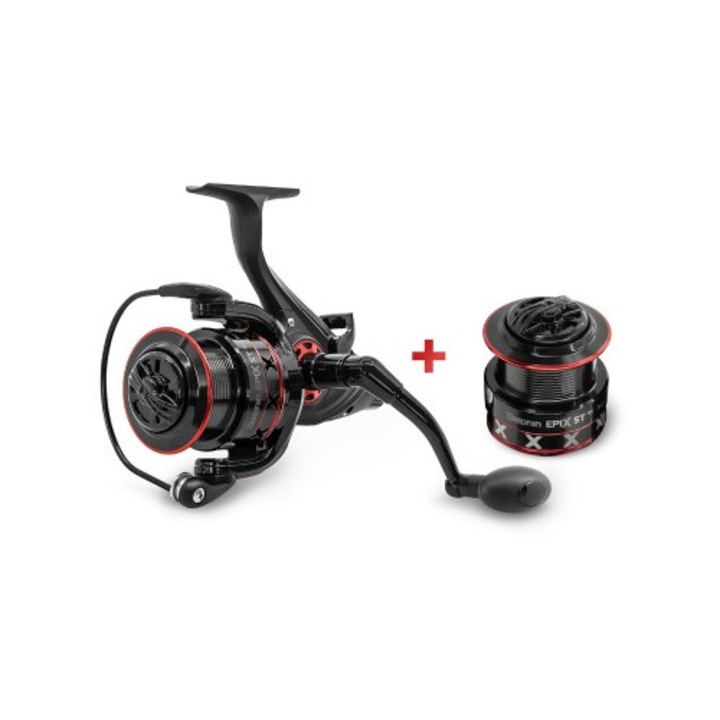 Mulineta feeder/stationar/crap Delphin EPIX 5T, 3 R, baitrunner, tambur de rezerva metal inclus