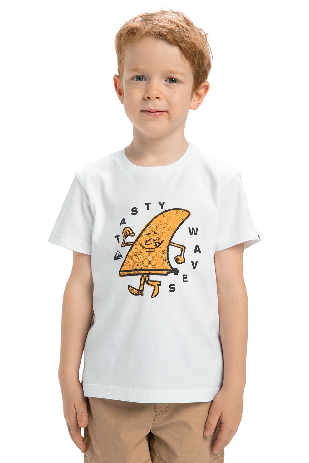 QUIKSILVER, Tricou de bumbac cu imprimeu Tasty Waves, Alb, Portocaliu, 110 CM