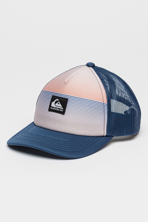 QUIKSILVER, Sapca trucker cu aplicatie logo Emu, 55 CM, Gri deschis/Portocaliu/Bleumarin