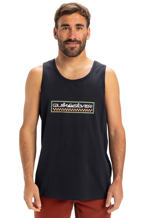 QUIKSILVER, Kerek nyakú, feliratos trikó, Zöld/Sötétkék/Halvány narancssárga