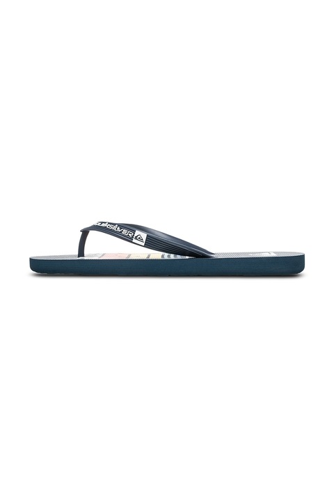 QUIKSILVER, Papuci flip-flop cu logo Java Art, Alb/Portocaliu/Albastru inchis