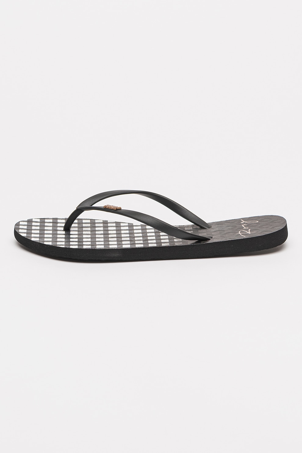 ROXY, Papuci flip-flop cu talpa cu model, Negru, Alb murdar, 8.5