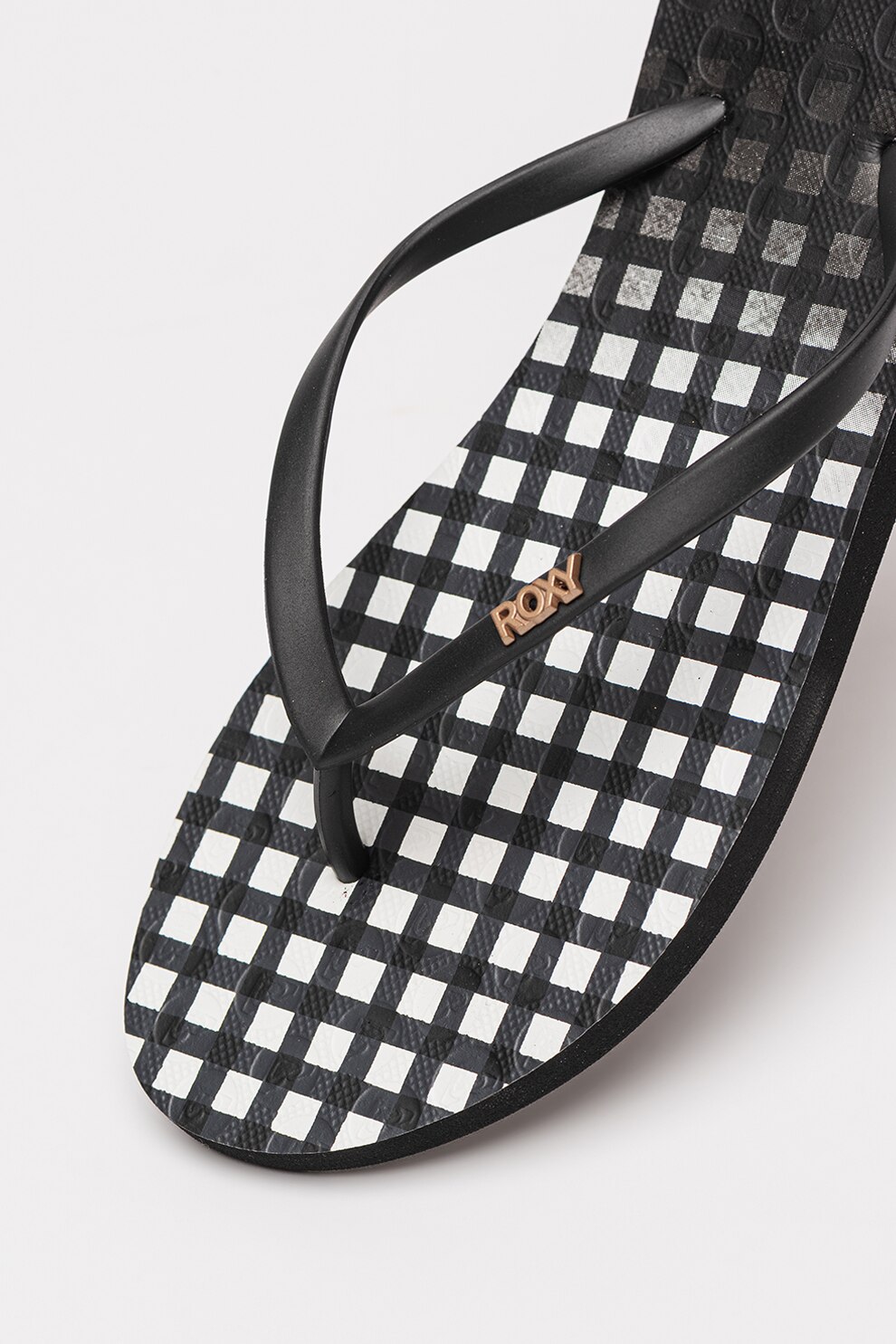 ROXY, Papuci flip-flop cu talpa cu model, Negru, Alb murdar, 11