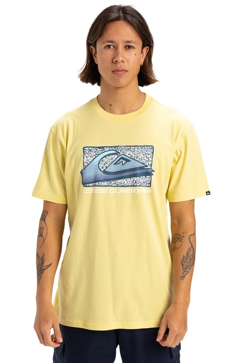 QUIKSILVER, Tricou cu decolteu la baza gatului Retro Fade, Galben/Albastru