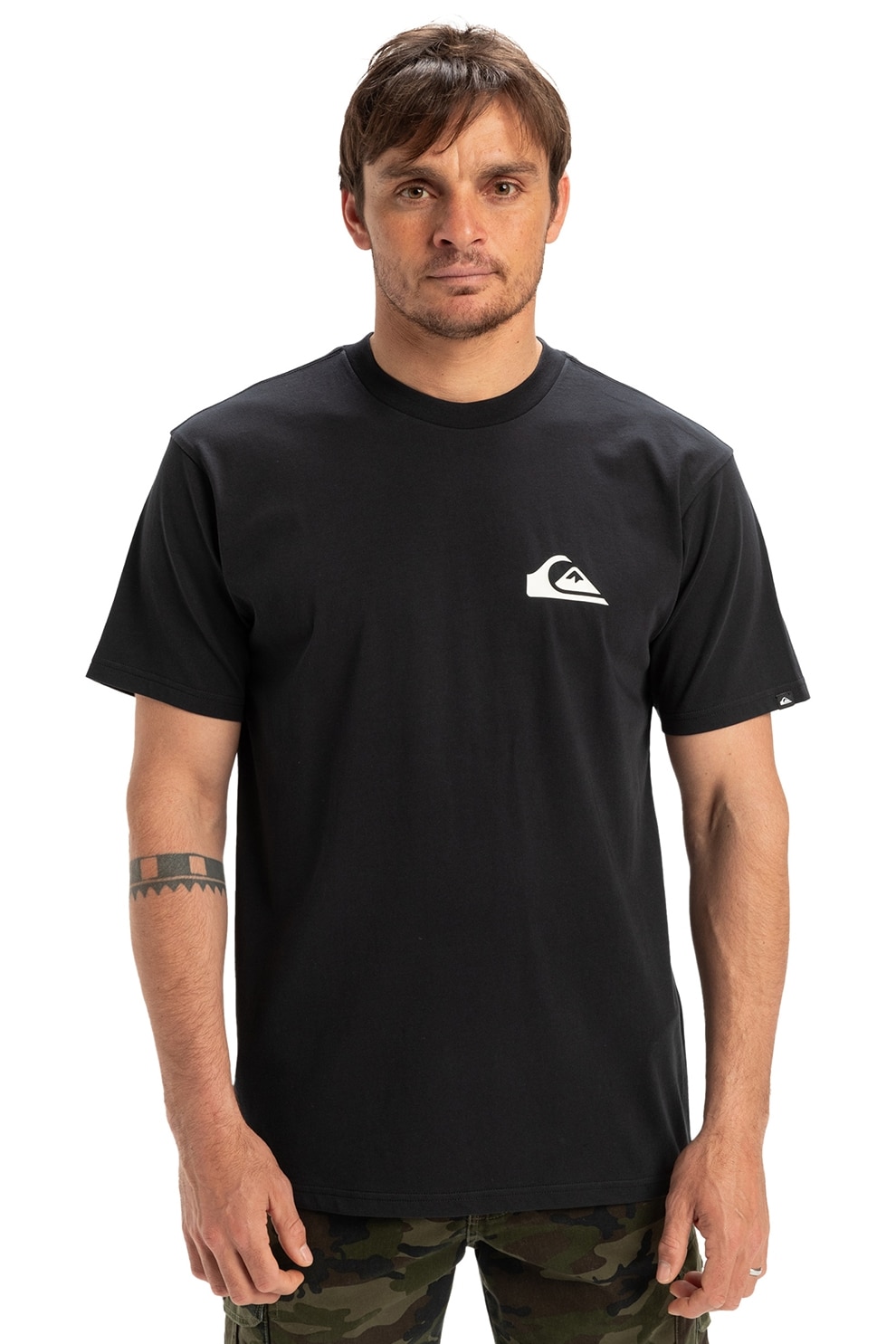 QUIKSILVER, Tricou de bumbac cu logo discret Ev, Negru, S