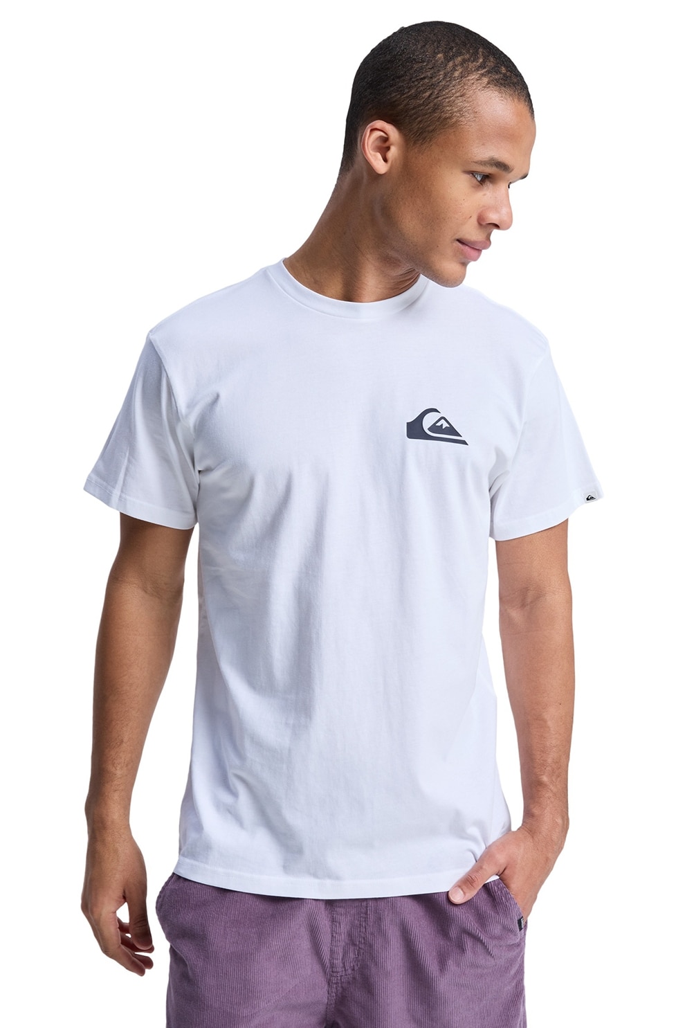 QUIKSILVER, Tricou de bumbac cu logo discret Ev, Alb, Negru, S