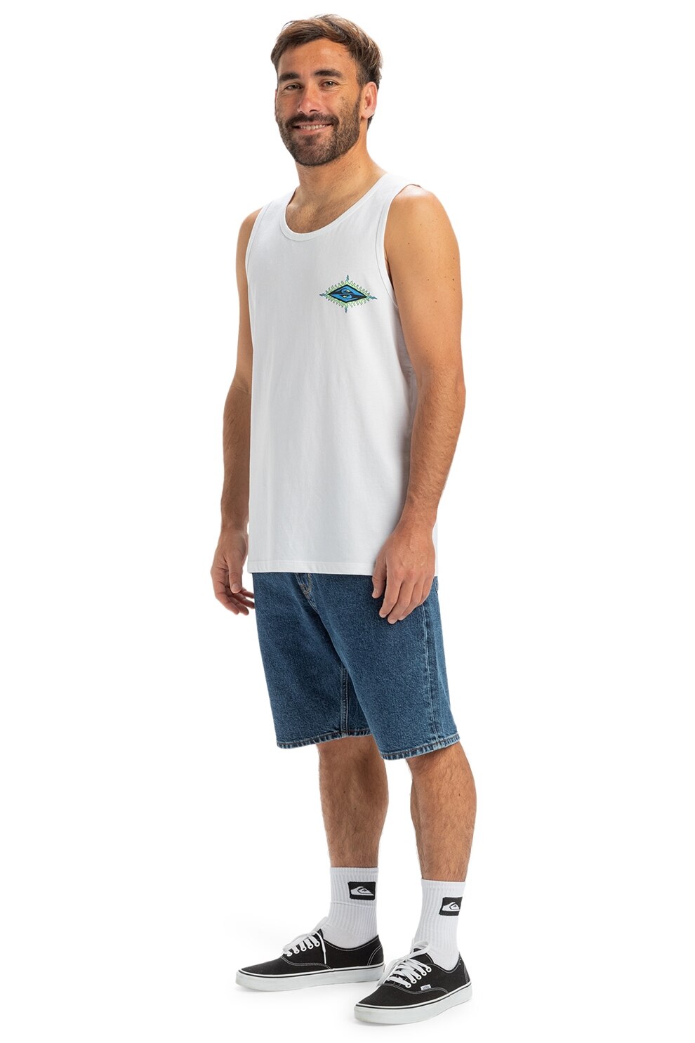 QUIKSILVER, Tricou cu decolteu rotund si imprimeu pe partea din