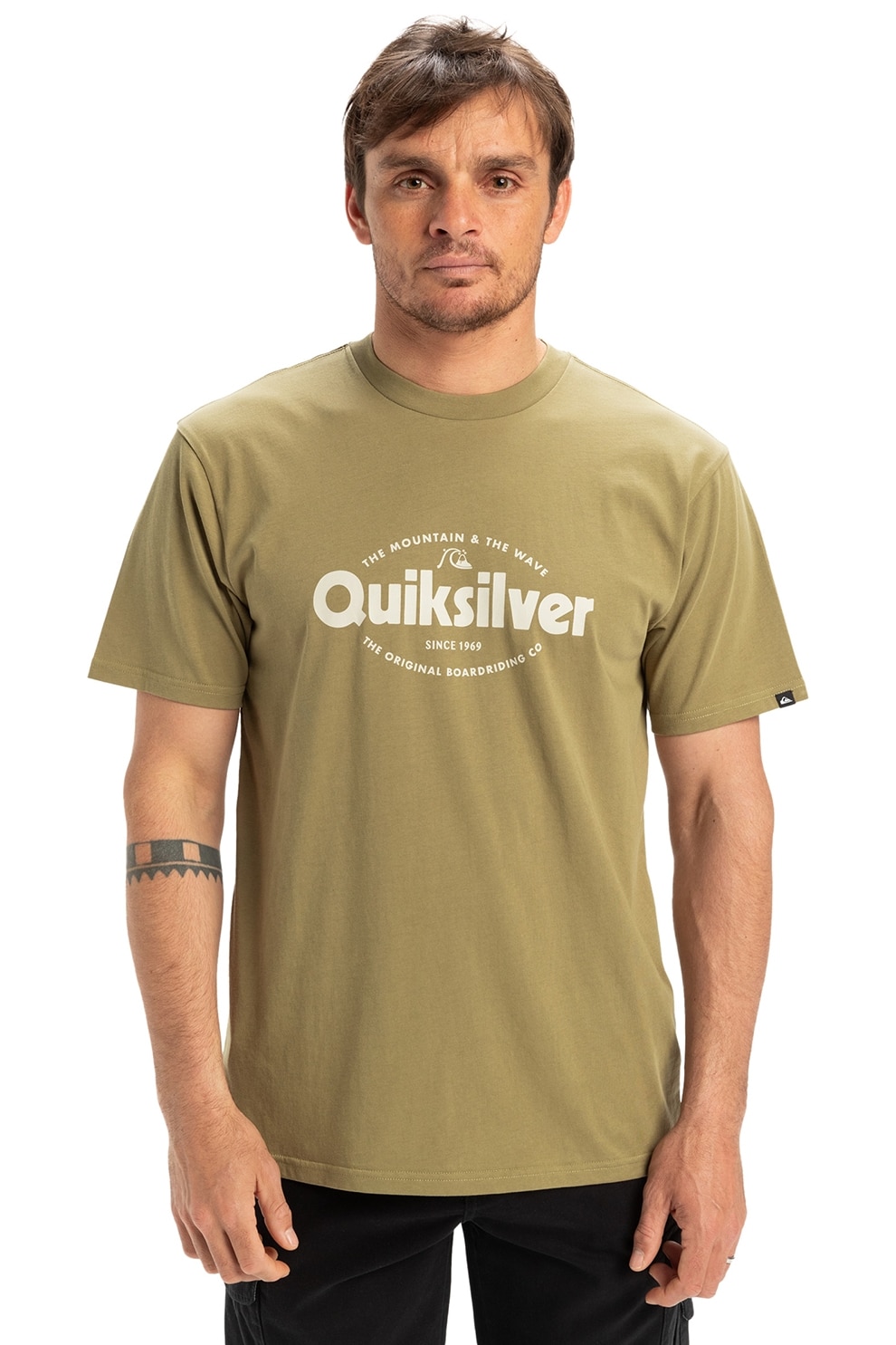 QUIKSILVER, Tricou de bumbac EV Shape, Alb, Kaki, L