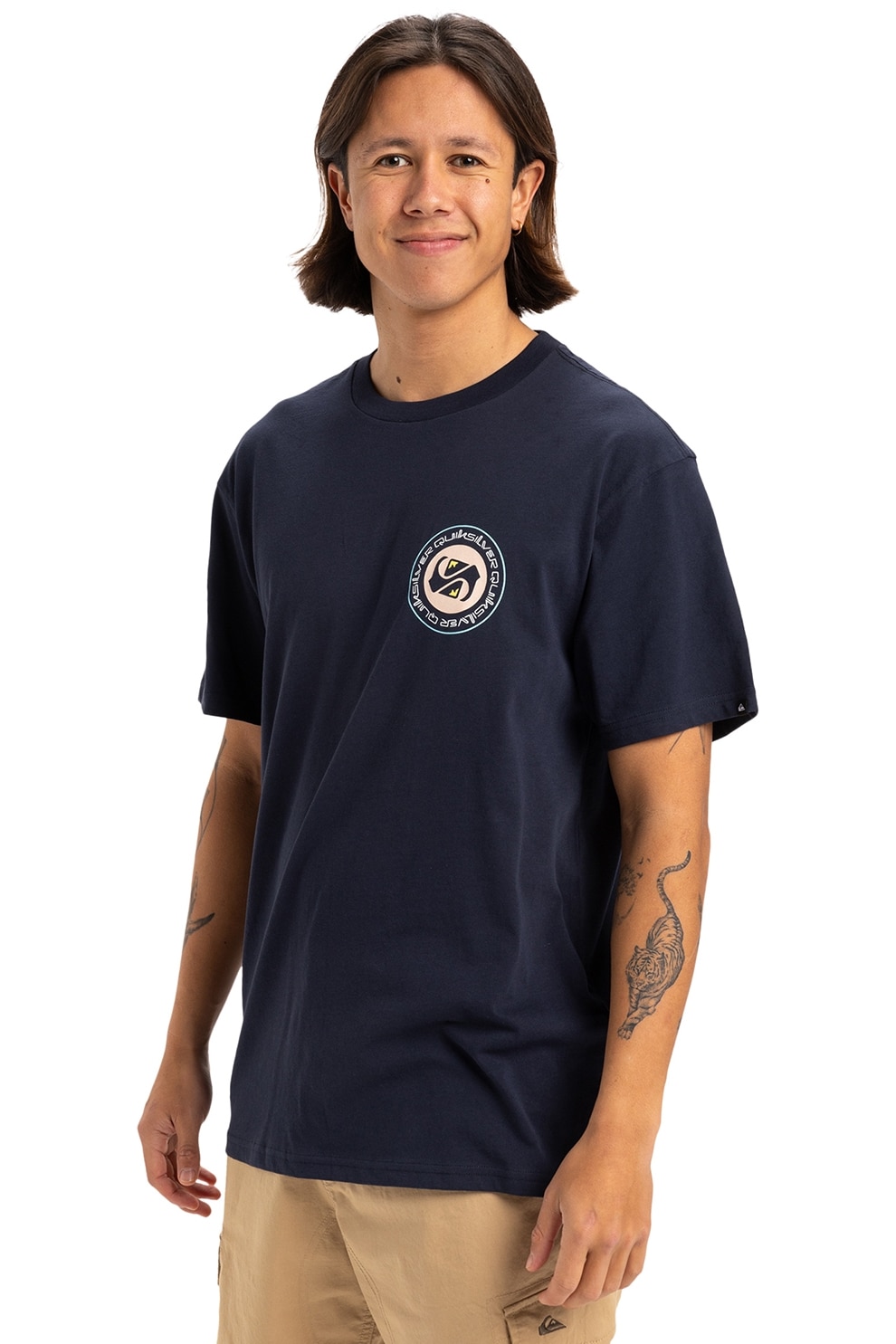 QUIKSILVER, Tricou cu imprimeu pe spate Circle, Albastru ultramarin, M