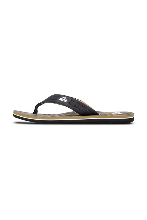 QUIKSILVER, Papuci flip-flop cu logo Molokai, Negru/Verde inchis/Maro nisip