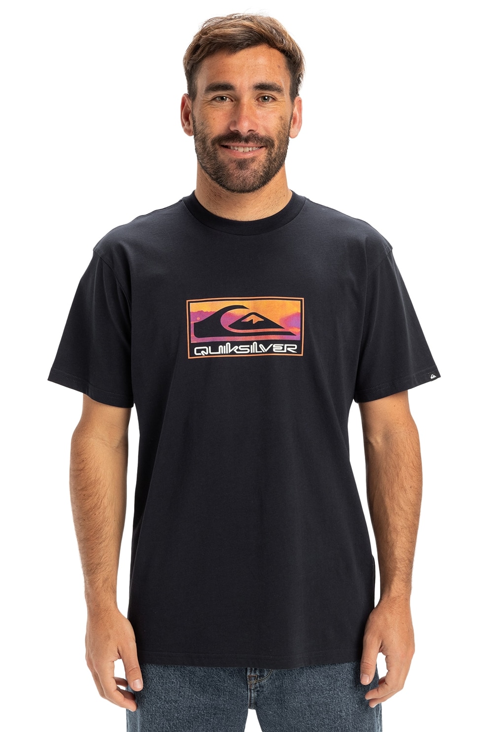 QUIKSILVER, Tricou regular fit cu imprimeu grafic, Portocaliu, Violet, Albastru ultramarin, M