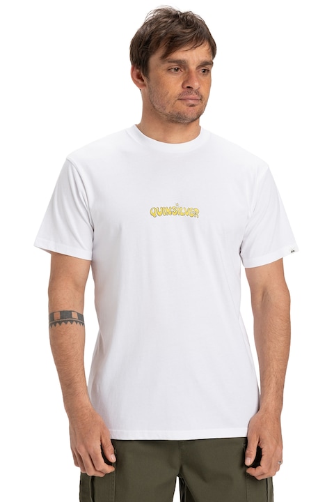 QUIKSILVER, Kerek nyakú normál fazonú póló, Fehér/Szalmasárga