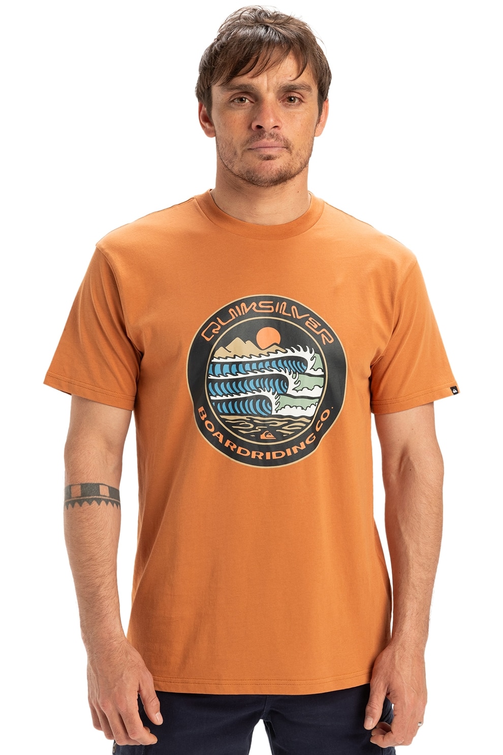 QUIKSILVER, Tricou regular fit cu imprimeu, Negru, Portocaliu, Albastru, S