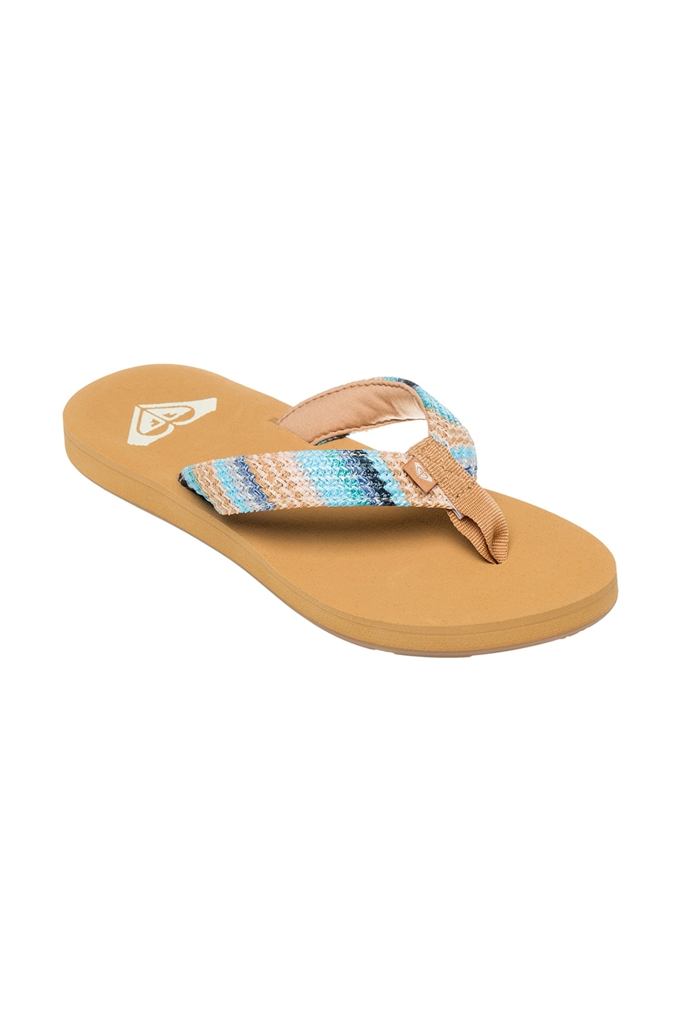 ROXY, Papuci flip-flop cu aspect impletit Porto, Bej, Albastru