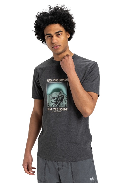 QUIKSILVER, Tricou cambrat din amestec de bumbac organic, Verde/Gri antracit, S