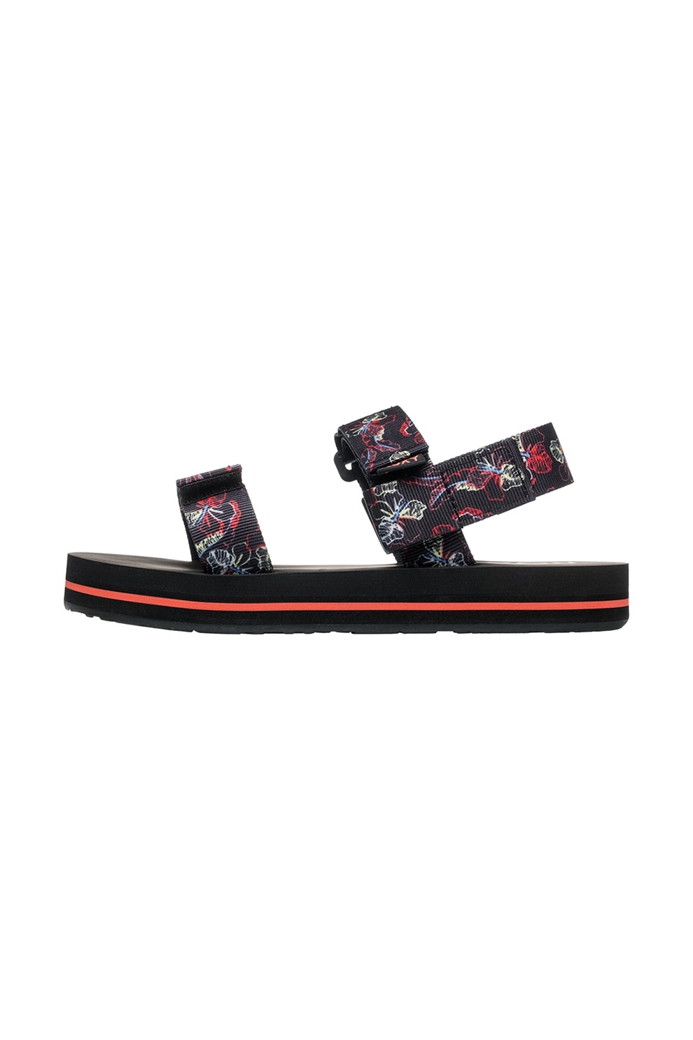ROXY, Sandale slingback cu velcro si imprimeu floral Cage, Negru, Corai, Albastru, 7
