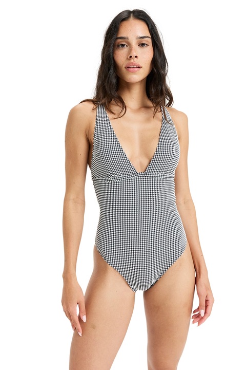 ROXY, Цял бански с шпиц, Бял/Черен/Сив, S