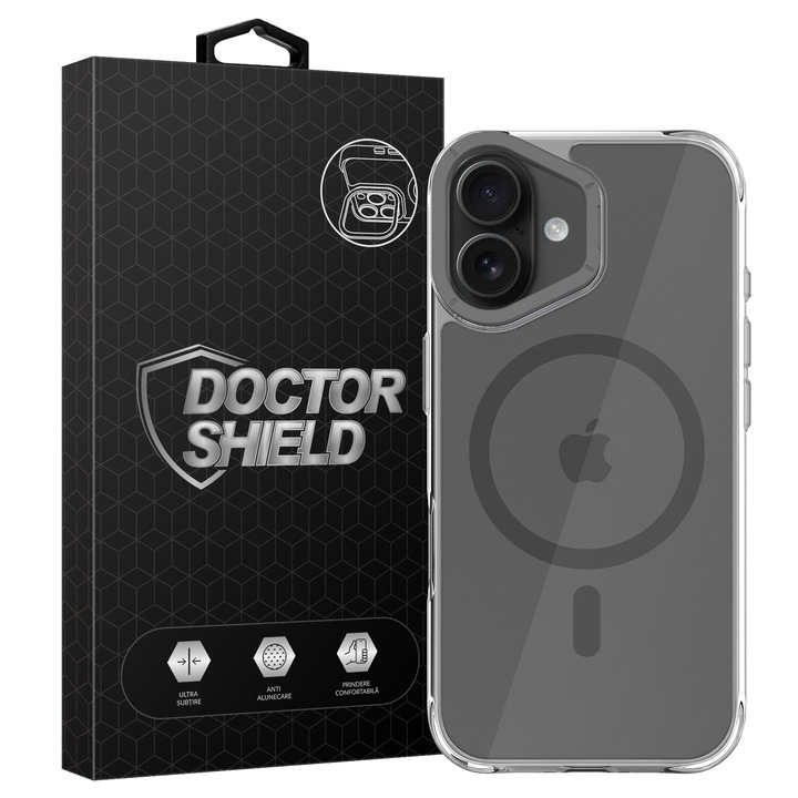 Husa de Protectie, Compatibila Apple iPhone 16 Plus, Doctor Shield Aero, MagSafe - Gri