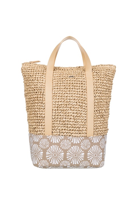 ROXY, Rucsac convertibil de paie, Maro taupe, Bej