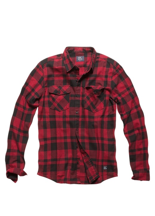 Camasa barbati, Vintage Industries, Austin, flanel 100% bumbac, model, Rosu/Negru
