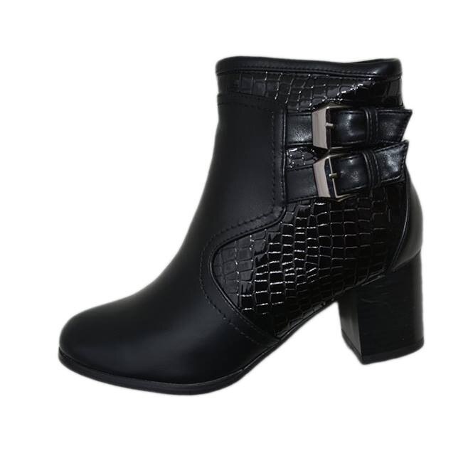 Botine cu design de curele, D&J Exclusive, Negru