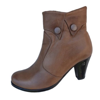 Botine cu toc mediu, fermoar lateral,D&J Exclusive, Maro, 38 Botine cu toc mediu, fermoar lateral,D&J Exclusive, Maro, 38