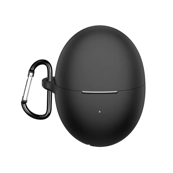 Husa pentru casti wireless THD, compatibila cu Huawei FreeBuds 6, carlig prindere, neagra