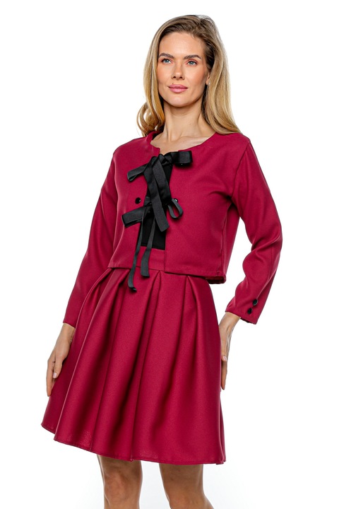 Fusta plisata cu talie inalta, Muse Mark, Vascoza, Bordeaux, Bordeaux