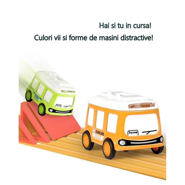 Комплект интерактивни играчки за деца, зелена и оранжева кола-часовник, Stef's Cat