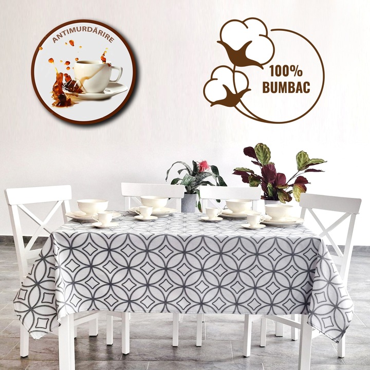 Folteltávolító terítő 100% pamut 140x180 cm, szürke körök