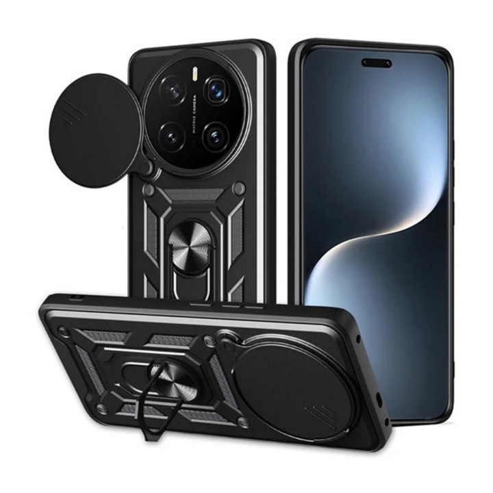 Gigapack defender szilikon mobiltelefon tok, ütésállóság, tartógyűrű, kameravédő, fekete, kompatibilis: Honor Magic 7 Pro