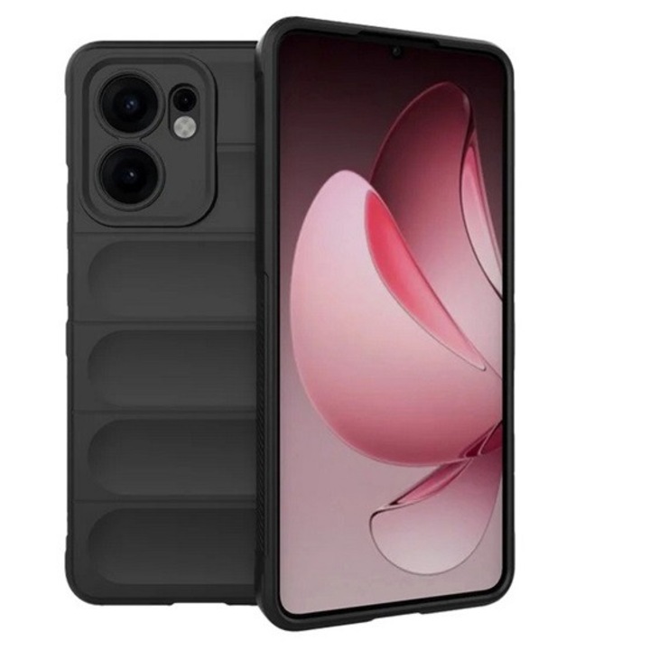 Gigapack husa de silicon pentru telefon mobil, rezistenta la socuri, protectie camera, 3d, negru, compatibil: Oppo Reno 13 F 5G