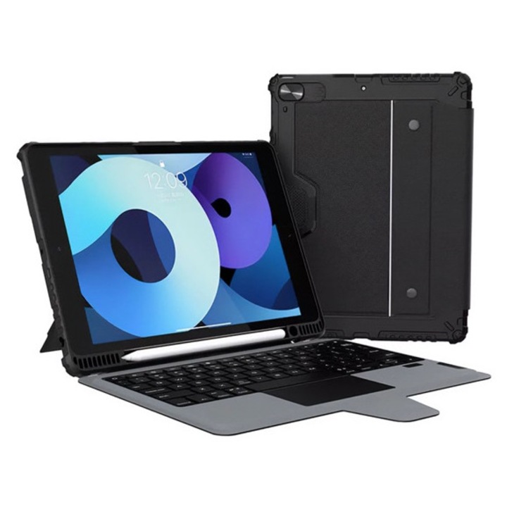 Nillkin bumper combo backlit billentyűzetes defender tabletvédő, qwerty, angol nyelvű, ceruza tartó, fekete, kompatibilis: Apple IPAD 10.2, 2019, / IPAD 10.2, 2021, / IPAD 10.2, 2020