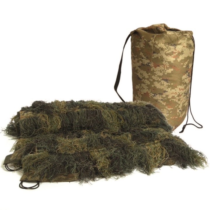 Plasa de camuflaj Mil-tec, 1,4x1 m, poliester, pentru gradina, greutate 0,475 kg