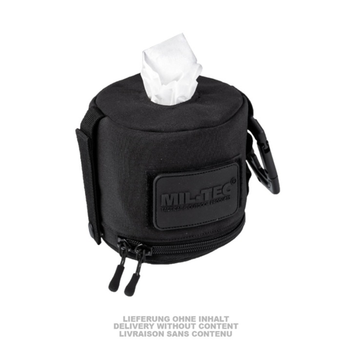 Suport servetele Mil-Tec, Molle, negru, poliester, cu carabina inclusa