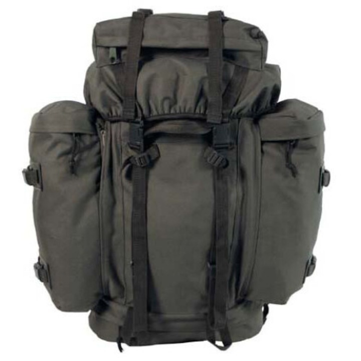 Rucsac MFH Mountain 80+5L, oliv, 70x38x22cm, sistem Vario-Back, impermeabil