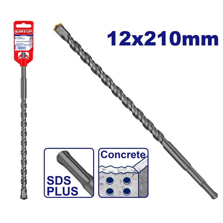 Burghiu pentru beton, 12x210mm, SDS plus, EMTOP