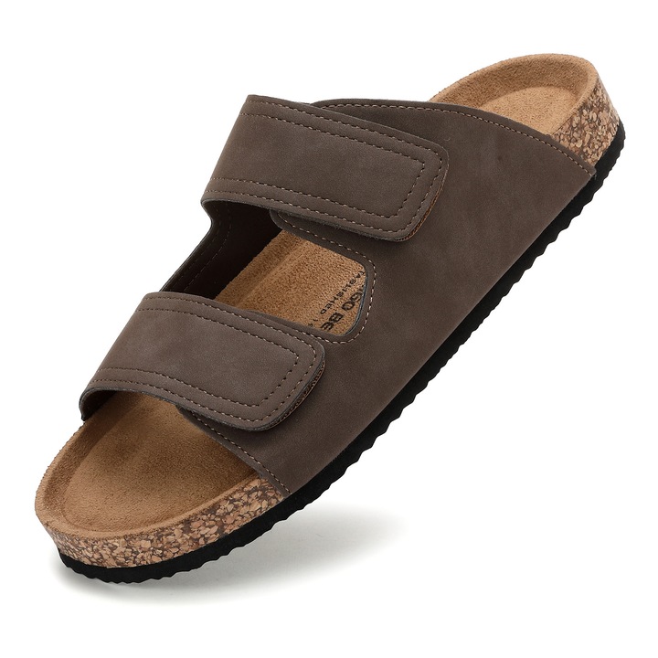 Slapi pentru bărbați,Antiderapante,Moi și confortabile,Elastice reglabile,Ușoare,Arrigo Bello, Maro