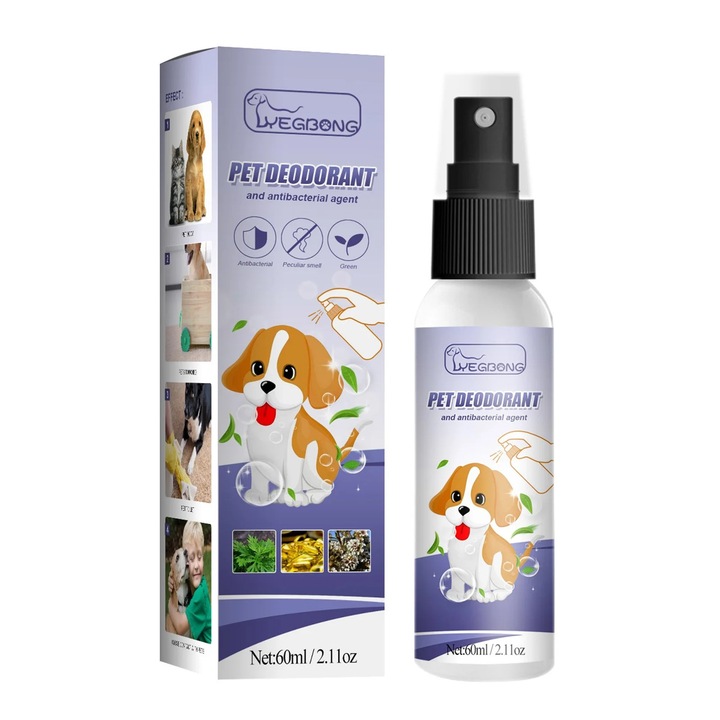 Állatdezodor spray, Fokelyi, 60ml, kutyáknak és macskáknak, sterilizáló hatású, természetes illatú