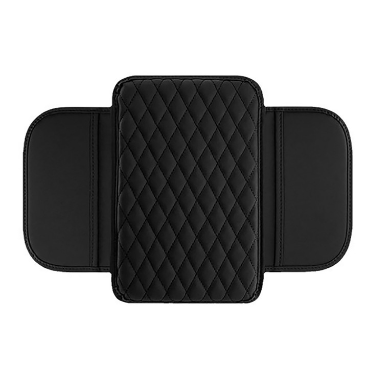 Калъф за централна конзола за кола, BOMSTOM, микрофибърна кожа, с 2 чанти за съхранение, универсална кутия за съхранение на подлакътници, аксесоари за интериор на автомобила, за повечето превозни средства, черен