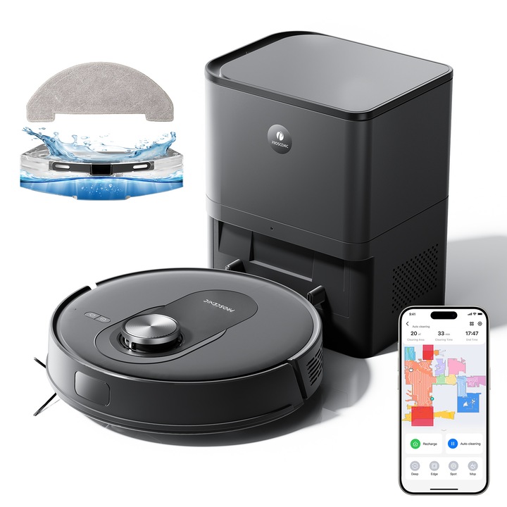 Роботизирана прахосмукачка Proscenic Q8 Max с моп, 5000Pa, 200 минути, Alexa, Google Home, Siri или IFTTT, 360° LiDAR навигация, роботизирана прахосмукачка, 2 литра