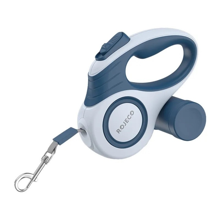 Повод за кучета Rojeco A12 3M, Автоматичен, Прибиращ се, Син