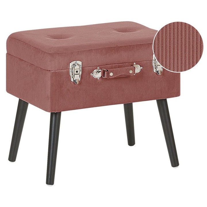 Taburet roz din catifea Mallard