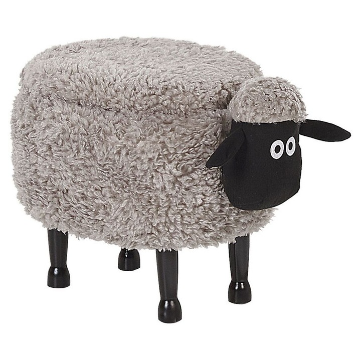 Taburet cu spatiu de depozitare din tesatura gri Sheep