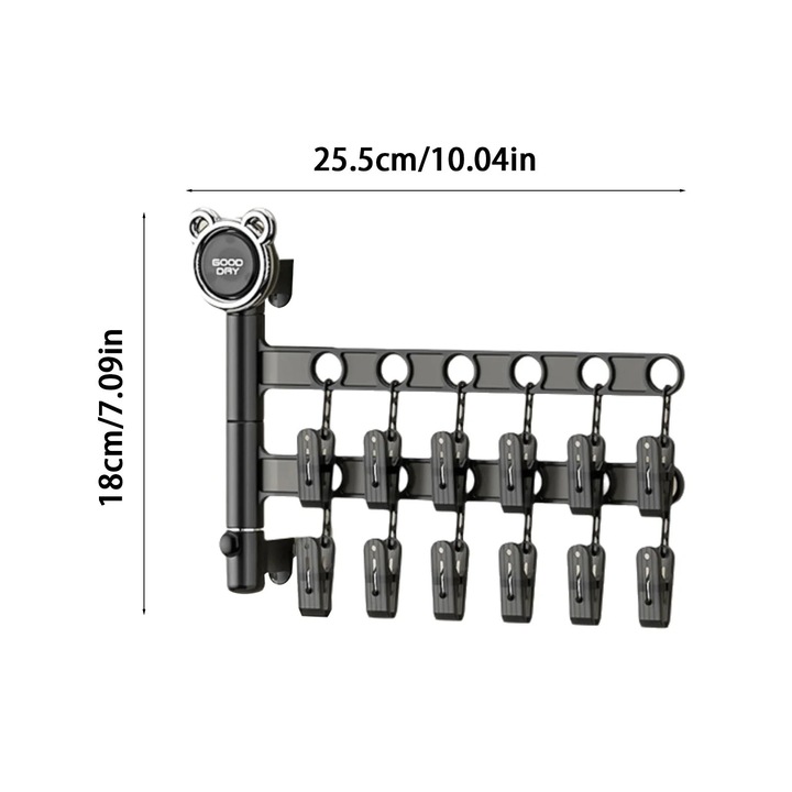 Uscator pliabil multifunctional pentru haine YANYXR, negru, 25.5x18cm